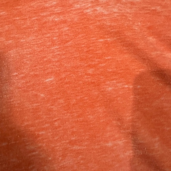 Ladies, June and Delaney 1X V-neck, short sleeve top with longer back. tangerine - Picture 2 of 4